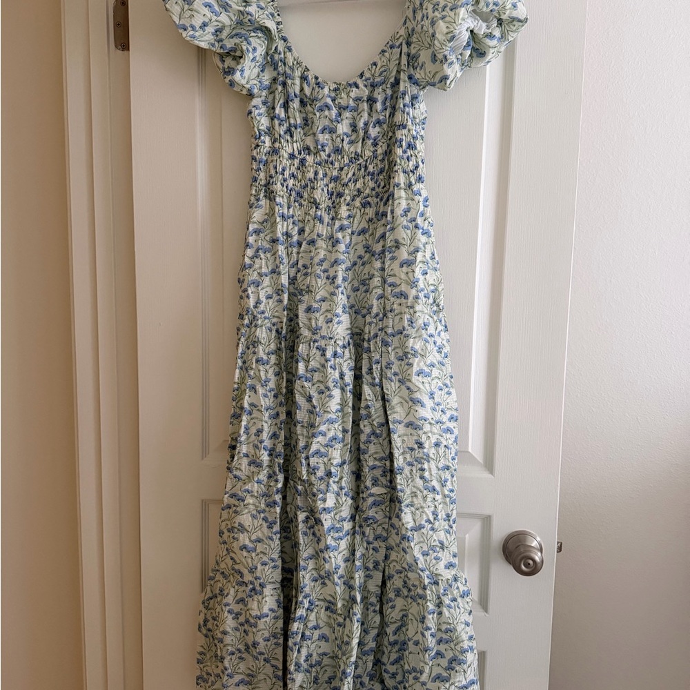 Astr Light Blue & White Floral Square-Neck Maxi Dress - Picture 3 of 5